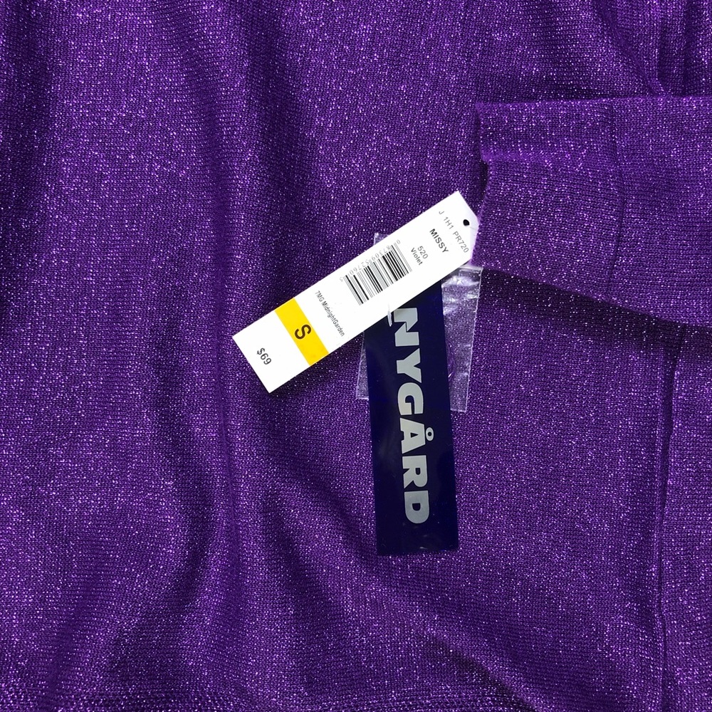 Peter Nygard Purple Metallic Asymmetrical Sweater - Picture 3 of 3